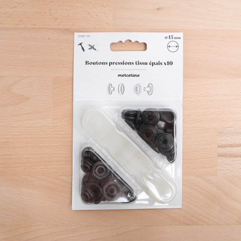 Bouton Pression Tissu épais taille 15MM nickel noir